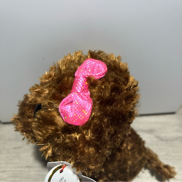 NWT Ty Beanie Boo “Maddie” the Brown Dog with Pink Bow-6 inch-Mint Tags Attached - Picture 5 of 6